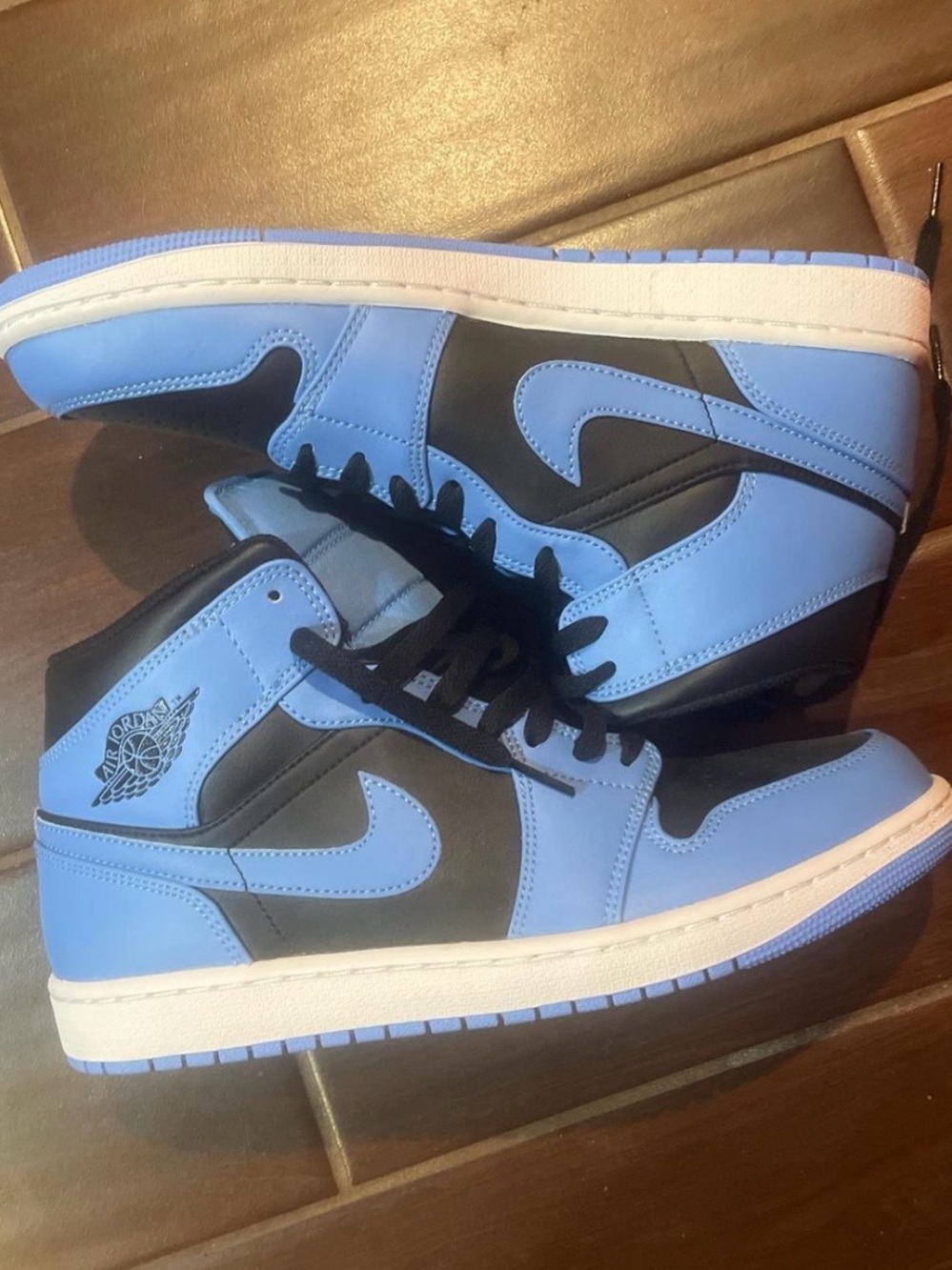 Nike Air Jordan Style High-Top Sneakers in Light Blue and Black